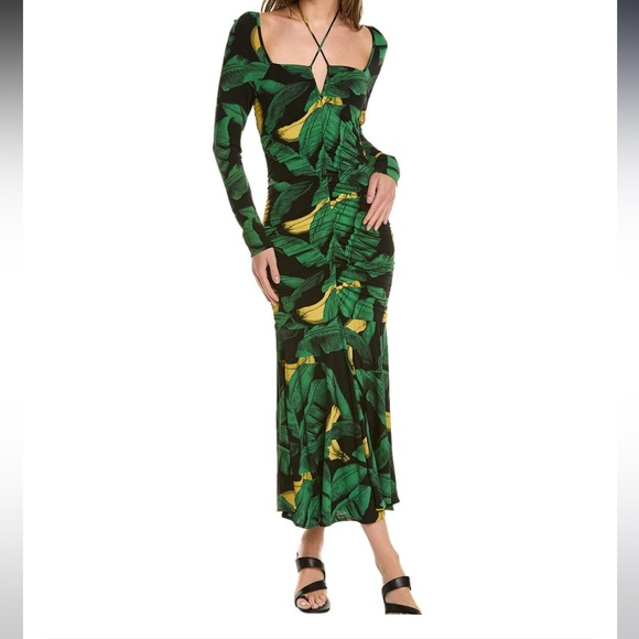 Ganni Dresses & Skirts - GANNI - Printed Drapey Jersey Gathering Midi Dress - Size 10